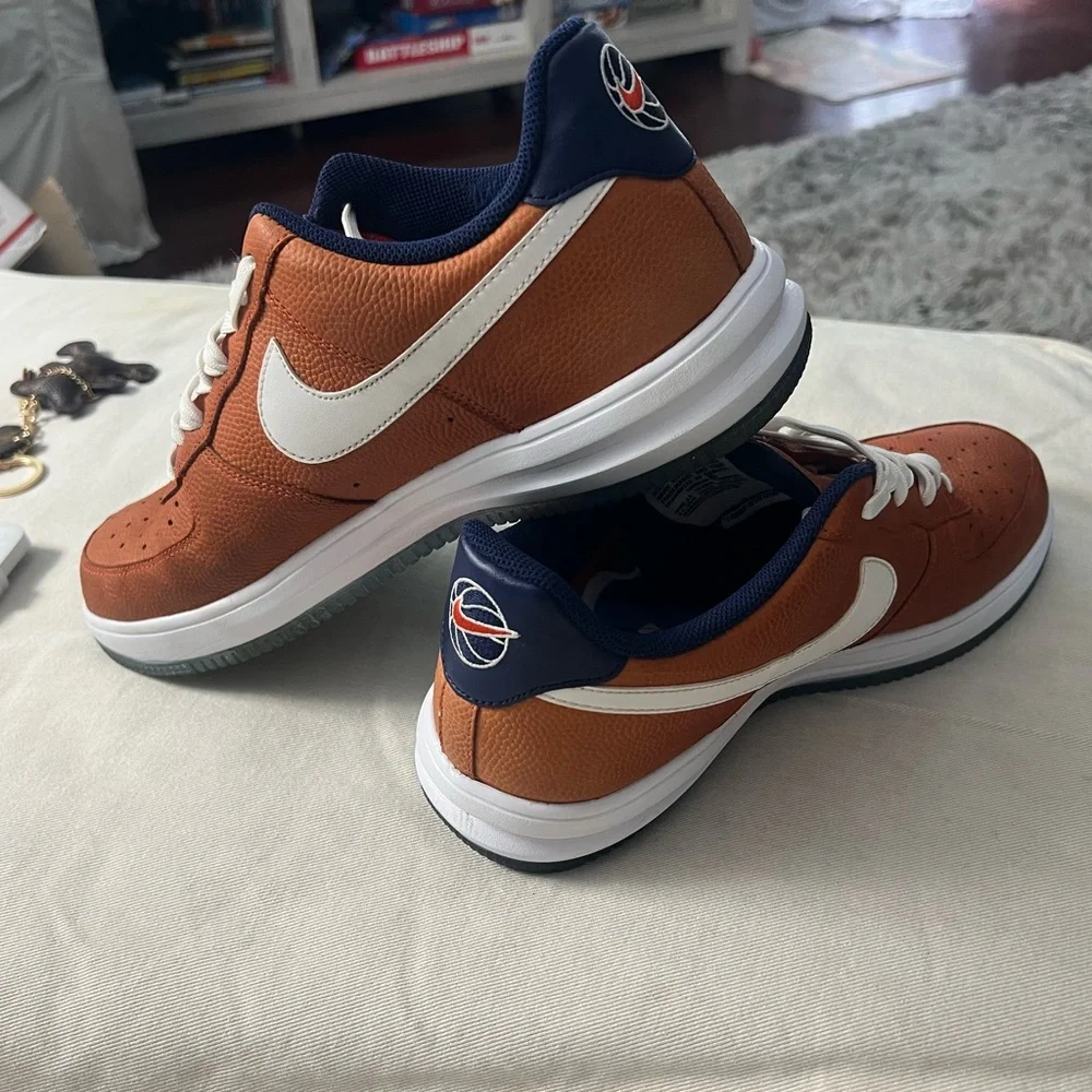 Men’s Nike Air Force 1 Lunar size 11.5 Orange & Royal Blue 2014 Low Tops - Picture 4 of 9